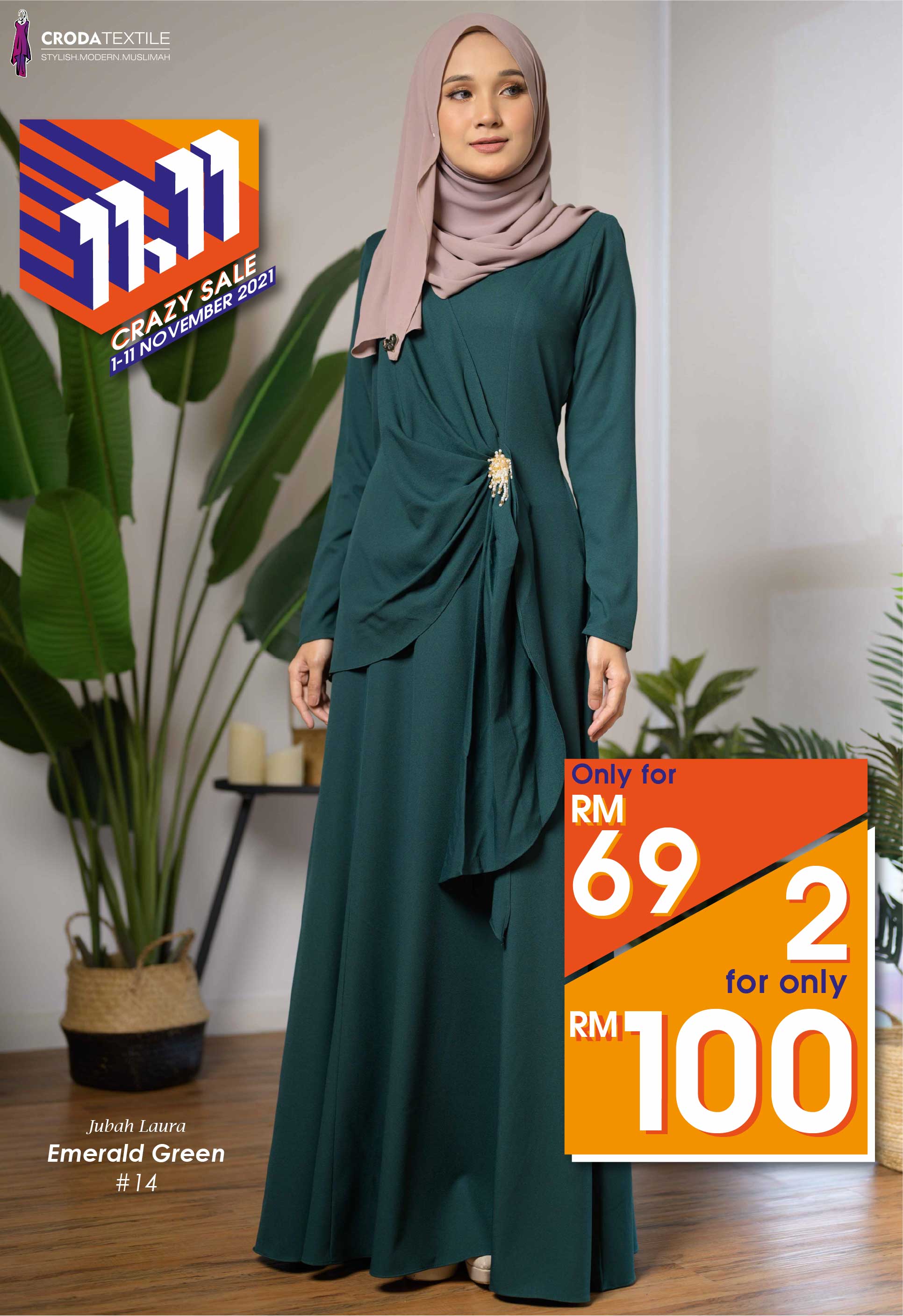 Jubah emerald outlet green